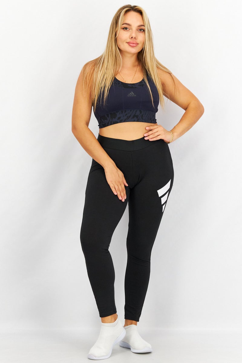 Adidas Women Sportswear Fit Padded Brand Logo Sports Bra, Navy Blue - Image 4